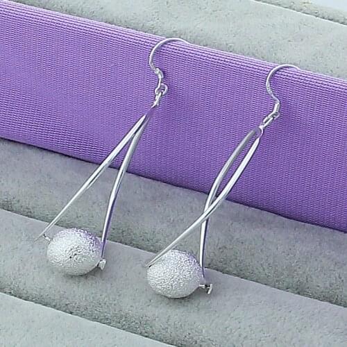 Fashion Silver Earrings High Quality Silver Color Round Bead Drop Earrings for Women Jewelry