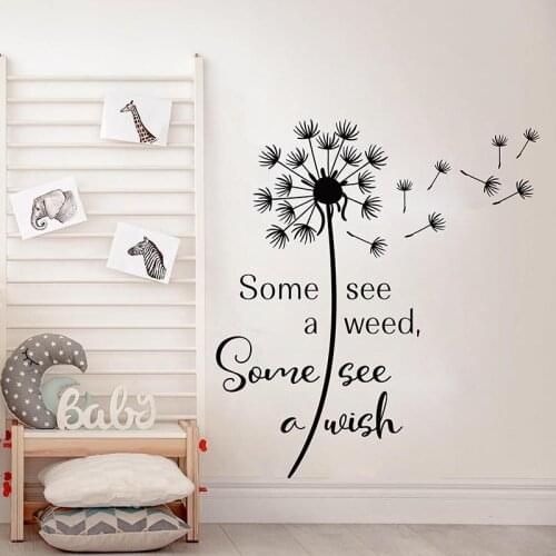 Cartoon Dandelion Some See a Weed, Some See a Wish Wall Sticker Kids Roo Baby Nursery Motivational Quote Wall Decal Bedroom Ar