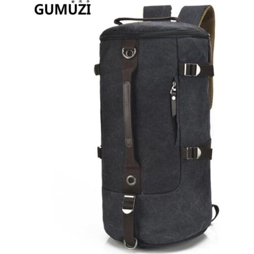 GUMUZI Mens travel large capacity Backpack Male Luggage shoulder bag fashion multi function canvas Computer Backpacking bags