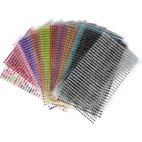 3mm Party and Festival DIY Sticker 750 Pcs/set decoration Crystal Rhinestone Self Adhesive Scrapbooking flat Stickers