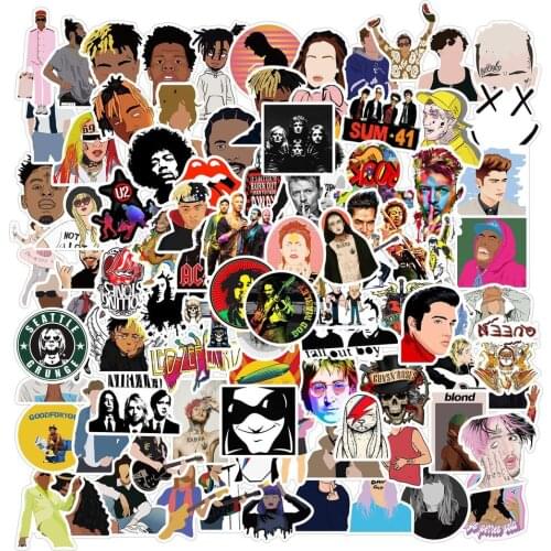 100PCS Rock and Roll Punk Music Band Stickers for Mobile Phone Laptop Luggage Guitar Case Skateboard Bike Car Stickers