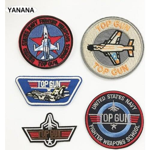 Top Gun NAVY air force Badge Patches for Clothing DIY Stripes Applique Clothes Stickers Iron on Creative Badges Parches