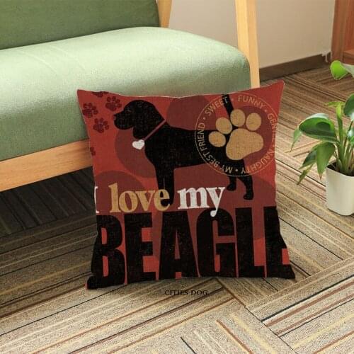 Animal beagle dog Painted watercolor linen Cushion pillow cover Home living room sofa Decoration Cushions covers pillows dogs