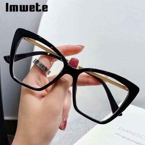 Imwete Cat Eye blue light Glasses Frame for Women Computer Eyeglasses Men Vintage Metal Optical Spectacles Transparent Eyewear