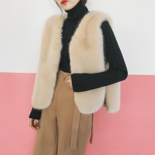 Autumn Winter Women Faux Fur Vest Coat Thick Warm Fur Casual Sleeveless Jacket Wich Fur Slim Outwears Tops Top quality