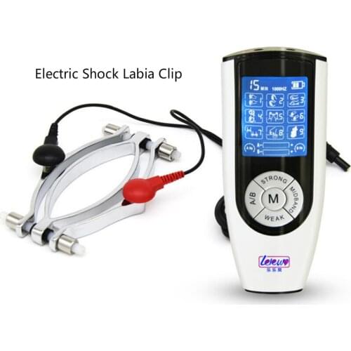 Electric Shock Labia Clip Bdsm Leash Labia Clip Stainless Steel Clitoris Clamps for Women Adult Games G-spot Stimulator Sex Toys