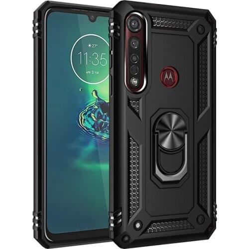 Heavy Duty Rugged Case for Moto G8 Plus Shockproof Cover Magnetic Ring Holder Phone Case for Motorola Moto G8 Play One Macro