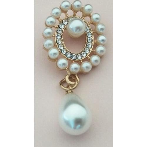 5pcs Rhinestone diamond pearl drop Button Clothing corsage bow tie decoration accessories Rhinestone Jewelry DIY jewelry buckle