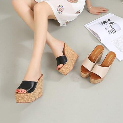 DEPKSLY Platform Slippers Women Open Toe Wedges Sandals Ladies Summer High Heels Casual Shoes Home Outdoor