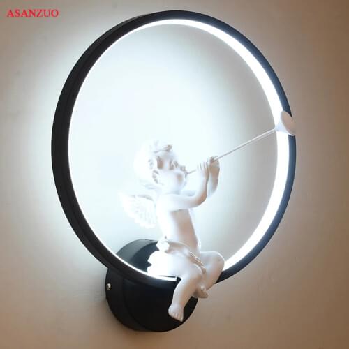 Modern Black Creative LED Wall Lamps for Bedroom Living Room Corridor Light Birds Angel Lovers Decoration Aluminum Wall Light