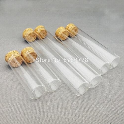 Outer diameter 30mm flat bottom Glass test tube with cork stopper,Lab Thickened glass reagent reaction vessel