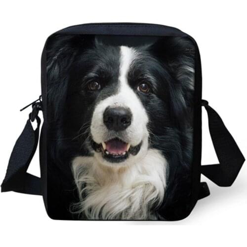 Cute 3D Dog Border Collie 3D Print Men Cross Body Bags Custom Women Messenger Bags Mini Crossbody Bag Casual Girls Boys Bookbags