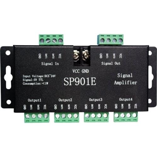 10pcs 5V-24V SP901E 5V Signal Double Signal Dream Color Full Color LED SPI Signal Amplifier For Pixel WS2811 WS2812B Strip