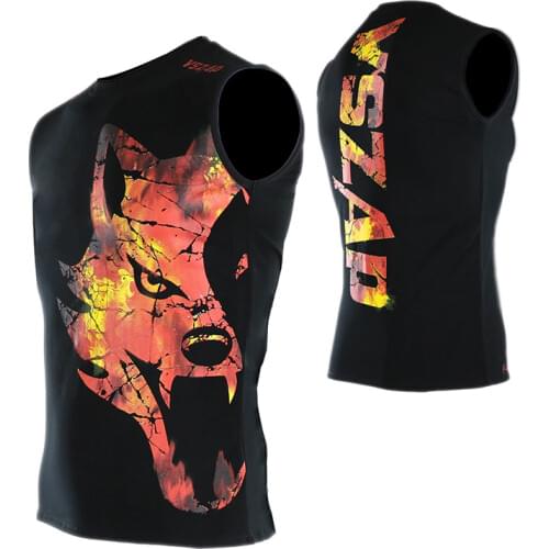 VSZAP GIANT combat sleeveless fitness muay Thai vest T-shirt combat body shaping sport Wolf male martial arts
