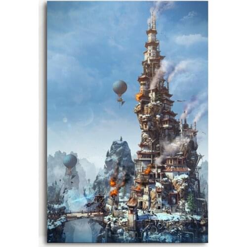 Castle Architecture Battle Game Fantasy Wall Art Posters and Prints Canvas Art Paintings For Living Room Decor