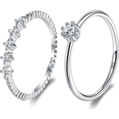 ZEMIOR 925 Sterling Silver Rings For Women Shining 5A+ Cubic Zirconia Wedding Engagement Rings Sets Fine Jewelry Romantic Gift