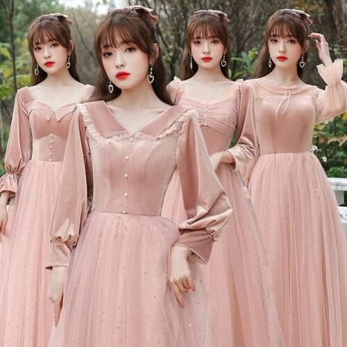 2021 Trend Sweet Memory Mariage Femme Women Floor Length Blue Bridesmaid Dresses Crystal Waist Vestido De Noiva Graduation Robes