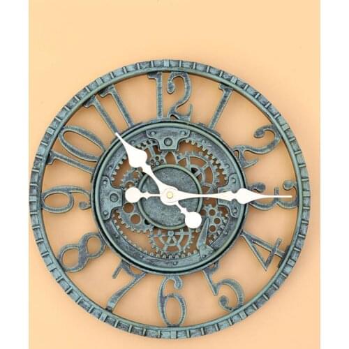 1PC Vintage Resin Wall Clock Decorative Hanging Clock Wall Art Room Decorations Waterproof Silent Quartz Clock Home Decor