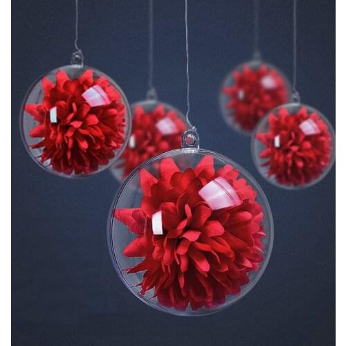 10 Pcs Christmas Tress Decorations Ball Transparent Open Plastic Clear Bauble Ornament Gift Present Box Decoration Ornaments