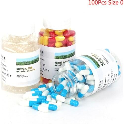 100Pcs/Bottle High Quality Medicinal Gelatin Empty Hard Gelatin Capsule Medicine Pill Vitamins Personal Health Care Pill Cases