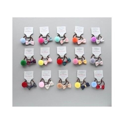 2PCS New Cute Ball Bowknot Princess Headwear Kids Elastic Hair Bands Baby Headdress Children Hair Ropes Girls Hair Accessories