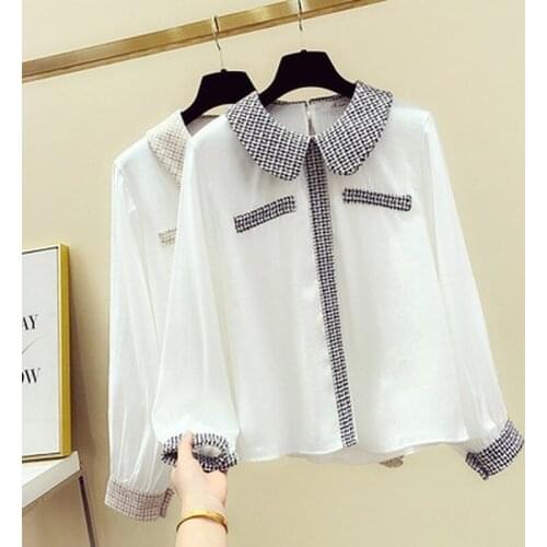 2019 Autumn small fragrance temperament lady doll collar long-sleeved shirt women