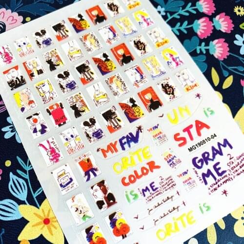 2020 latest abstract woman 3d nail art sticker nail decal stamping export japan designs rhinestones