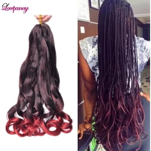 24 Inch Spiral Curls Braiding Hair Afro Synthetic French Curly Braid Hair Ombre Brown Crochet Braiding Hair Extensions For Women