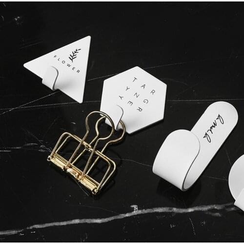 4Pcs Nordic Style Wall Hooks Geometric Elements Iron Hooks Self-adhesive Hanger Hooks Bathroom Organizer Key Clothes Hanger Hook