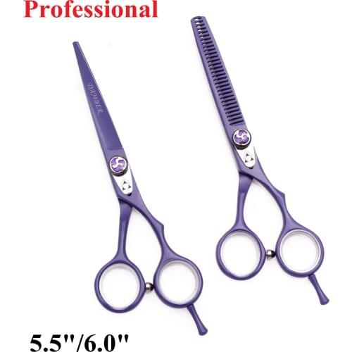 5.5 6 Professional Hairdressing Scissors Hair Cutting Scissors 440C Barber Scissor Thinning Haircut Shear Salon Makas Set 1018