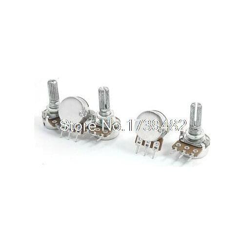 5Pcs B1M 13mm Metal Rotating Shaft 1M Ohm Rotary Audio Taper Potentiometers