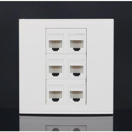 Six Ports 86mm cat6 Keystone Wall Plate Faceplate Rj45 jack Modular Face Plate Socket Rj45 Wall Socket Panel White