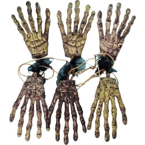6Pcs Halloween Skeleton Hands Ornament Pendant Simulation Tricks Toy Plastic Halloween Skeleton Hands Horror Toys for Halloween