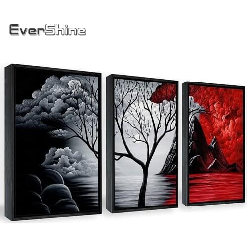 EverShine Diamond Painting Scenic Full Square Diamond Embroidery Tree Cross Stitch Mosaic Rhinestones Mountain Handmade Hobby