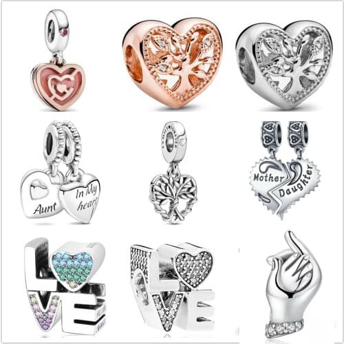 The new Love World Tree fits the original Pandora Charm Silver 925 Bracelet with DIY Womens Jewelry