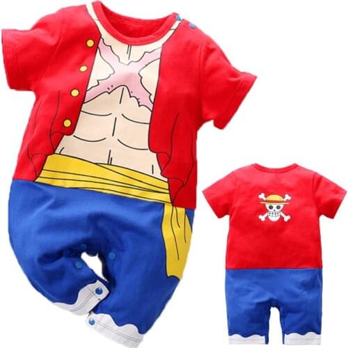 One Piece Luffy Cosplay Costume Newborn Baby Rompers Cotton Clothes Toddler Infant Jumpsuits Baby Boy Girl Clothing Onesie