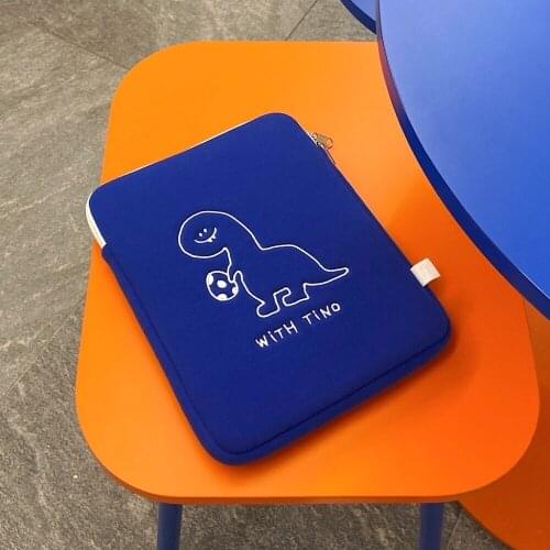 For IPad Sleeve Cute Laptop Tablet Pouch IPad Pro 12.9 11 Inch Air 4 10.9 2020 Cartoon Dinosaur Case Cover Travel Bag
