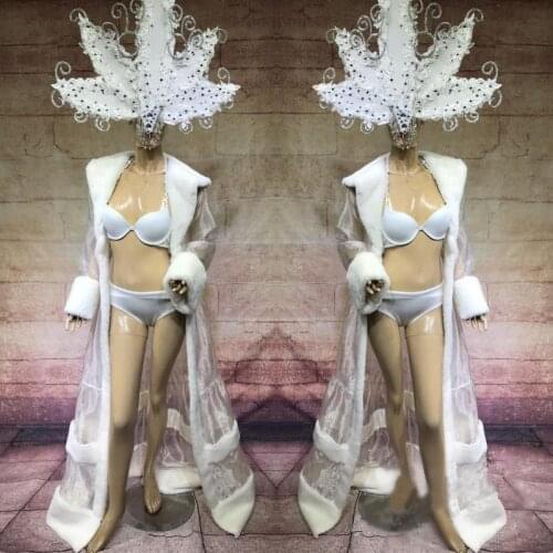 DC82 Christmas singer stage skirt wear ballroom dance costumes party dresses dj headwear cloth cloak bar model performance show