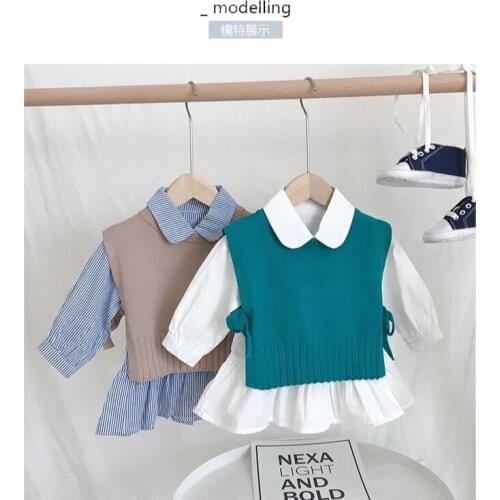 2021Childrens Vest Autumn New Solid Color Warm Girls Knitted Vest Korean Kids' Waistcoat Childrens Vest Sweater toddler vest