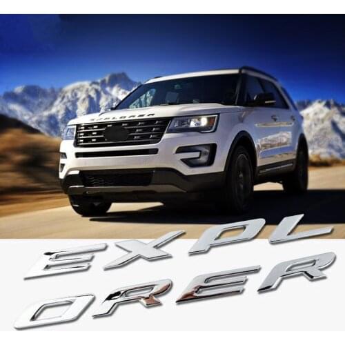 Chrome Silver Hood Emblem Letters Fits Stainless Steel Car accessories For Ford Explorer gloss with fixed sticker