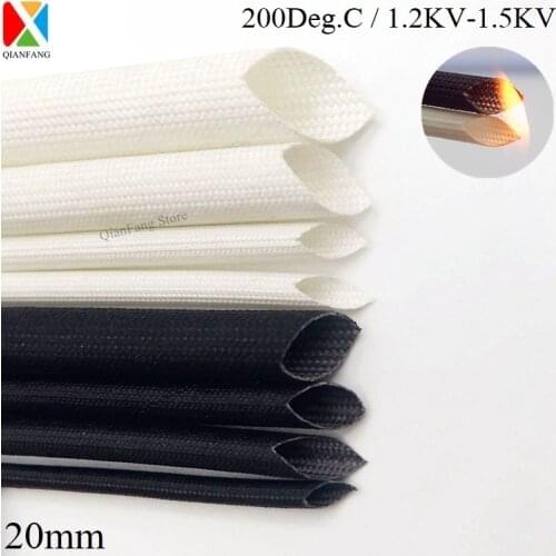 ID 20mm Fiberglass Cable Sleeve Insulation Soft Braided Chemical Fiber Glass Tube High Temperature Pipe Wire Wrap Protector 1M