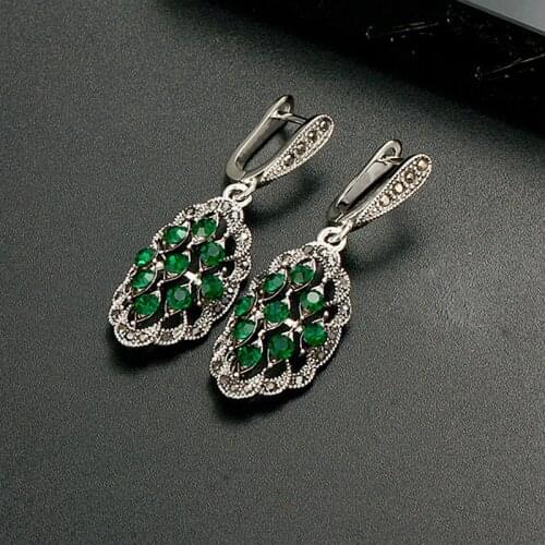Iutopian Amazing Vintage Retro Earring For Women Antique With Shinning Crystal Top Quality #E1821-green