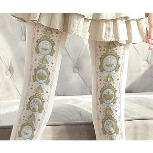 80D Sweet Lolita Pantyhose Velvet Printed Stockings Japanese Kawaii Tights D077