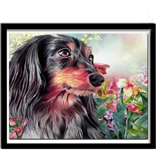 Professor Dachshund Diamond Embroidery pet dog full square round drill Diy 5D diamond painting rhinestone mosaic decor