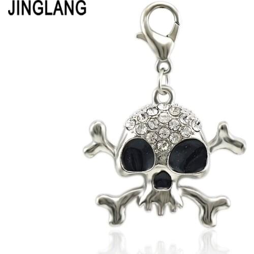 JINGLANG Metal Pendants Shantou Charms Shape DIY Charm With Rhinestone Charms For Jewelry Making 50 pcs