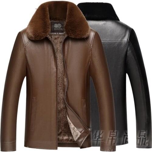 Ymwmhu Brand 2020 Fleece Leather Jacket Men Coat Autumn Winter Jacket Men PU Faux Leather Stand Collar Solid Military Jacket