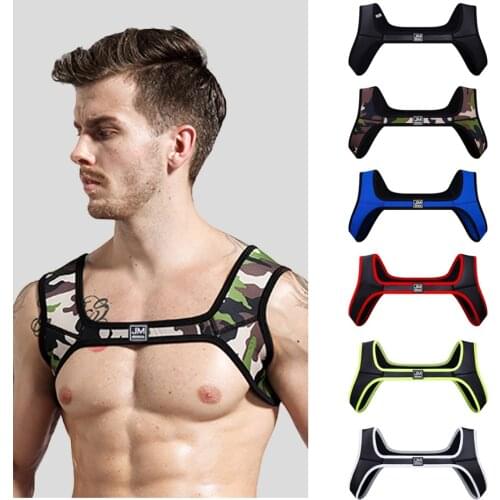 Male Lingerie Neoprene Harness Men Gay Clothing Tank Top Sexual Body Leather Chest Harness Belt Strap Punk Rave Costumes for Sex