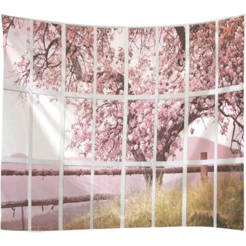 Windows Scenery Tapestry Wall Hanging Cloth Bed Spread Beach Towel Table Cloth Yoga Mat House Decoration Living Room Decoration