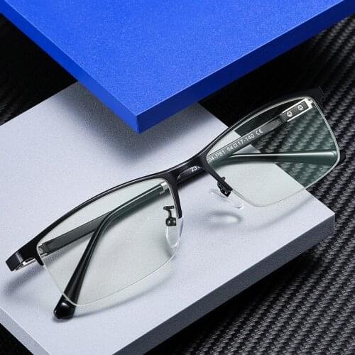 2020 Business Men Anti Blue Light Glasses Rectangle Anti Reflective Glasses TR90 Optic Retro Half Frame Reading Computer Goggles
