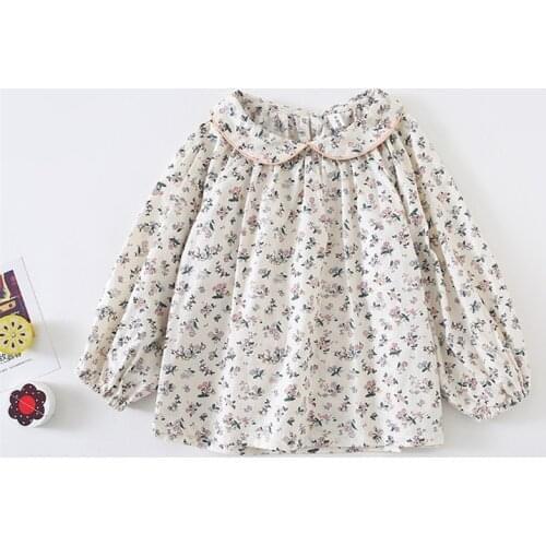 2-6Y Baby Girls Blouse Long Sleeve Princess Girls Petal Collar Shirt Newborn Kids Floral Printing Tops Children Pullover Coat